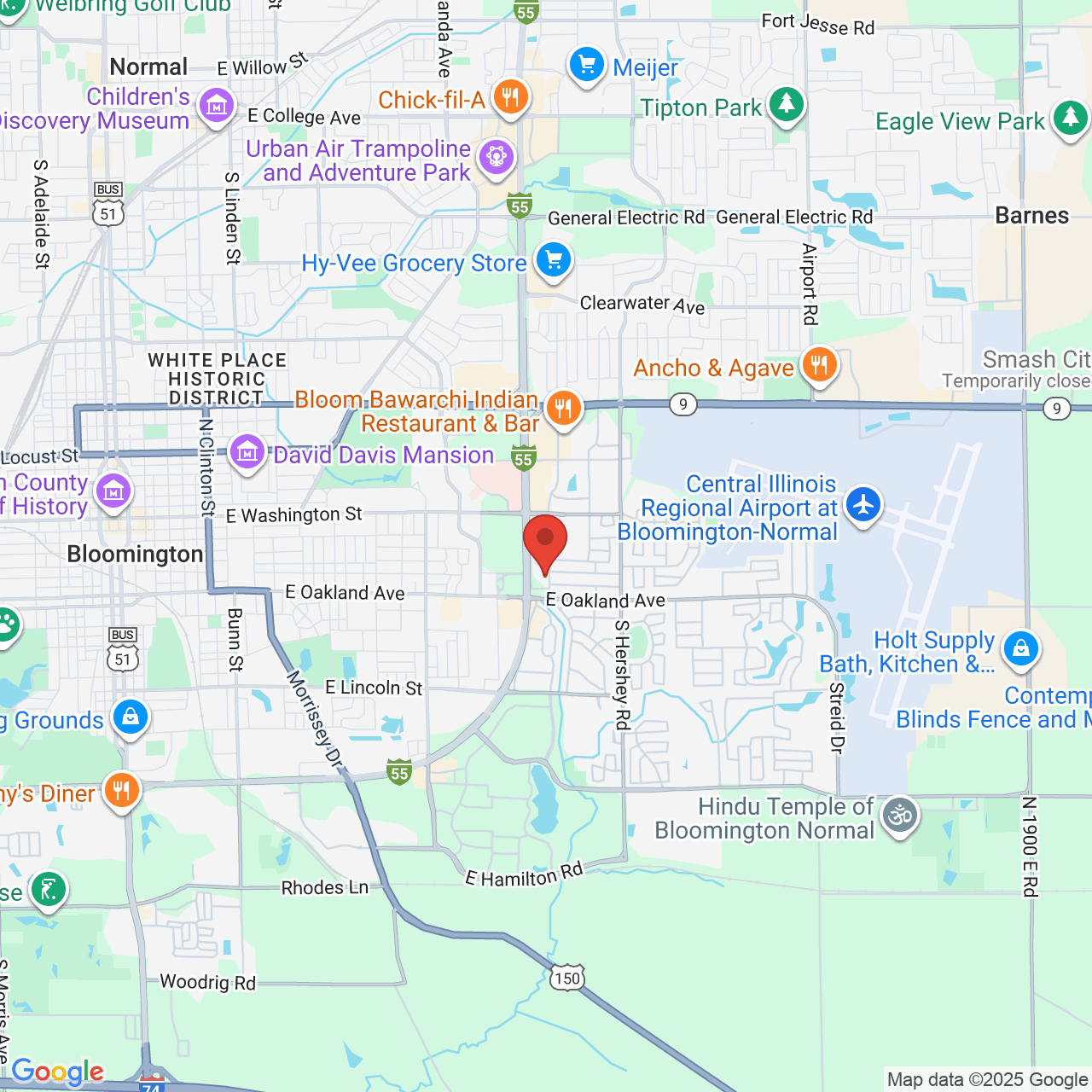 Google map image of our location in 405 S Prospect Rd Bloomington, IL